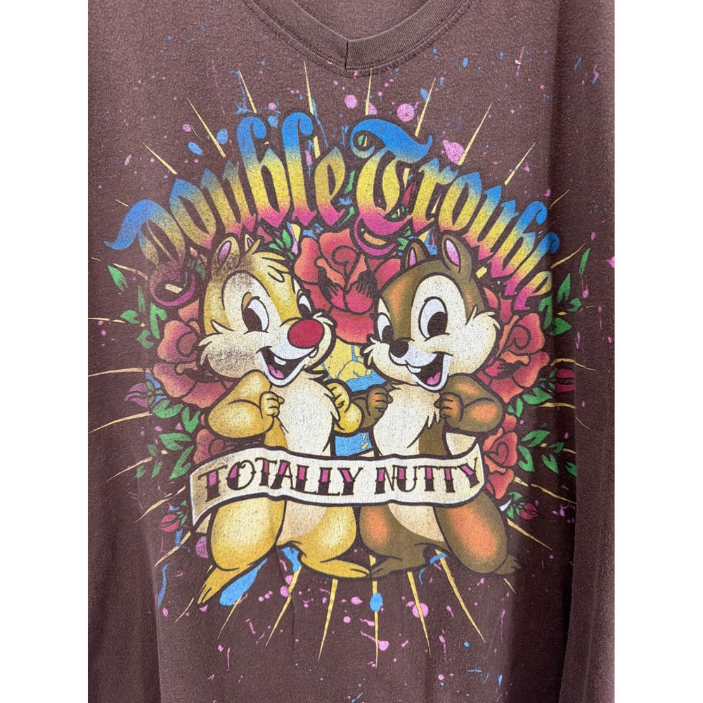 Vintage Disney Jerry Leigh Chip n Dale Double Trouble V-Neck T-Shirt 4X Plus - Picture 5 of 8